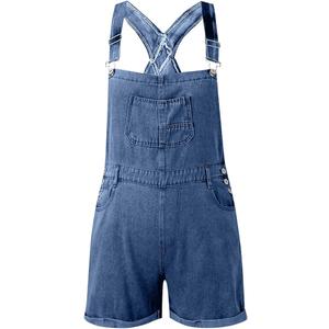 Denim Overalls for Women Loose Fit Casual Adjustable Straps Jean Overalls Shorts Racer Back Bib Shortalls with Pocket M Dark Blue