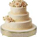 FEICTPOX Large Cake Stand, Metal Round Cupcake Dessert Stand Cake Display Holder for Wedding Party Birthday Baby Showers Anniversary,Gold 16"
