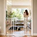 Clear Acrylic Baby Gate and Dog Gate, 29-57.5 in Wide, 30.5 in Tall Metal Frame Pressure Mounted Gate with Auto Close, Two-Way Walk-Through and Child-Resistant Lock, White
