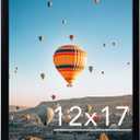 JCJMY 12x17 Picture Frame Black for Wall Hanging, Wall Mounting Horizontally or Vertically, 12 x 17 Wall Gallery Poster Photo Frame with Shatter Resistant Plexiglass, Black
