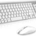 cimetech Wireless Keyboard and Mouse Combo, Compact Silent Ergonomic Scissor Switch Keyboard and Optical Mouse Set, 2.4G Lag-Free Cordless Keyboard Mice for Computer, Mac, Laptop, PC, Windows - Silver