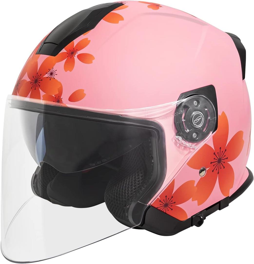VCAN V88 3/4 Open Face Motorcycle Scooter Helmet ECE & DOT Approved, Size: Medium