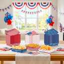 Geefuun 50Packs Fourth/4th of July Paper Food Trays Decorations 250th Anniversary Disposable Serving Plates Memorial Independent Labor Day Birthday Party Supplies Bulk, 6.3 x 4.2 x 1.3 inches