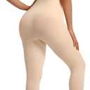 SHAPERX Hourglass Leggings 360 Compression 2 Sizes Look Full Body Shaper Breathable No Roll Down (Beige, S)