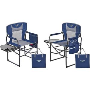 SUNNYFEEL Oversized Camping Directors Chair 2 Pack, Portable Folding Lawn Chairs for Adults Heavy Duty with Side Table,Pocket for Beach, Fishing,Picnic,Concert Outdoor, Foldable Camp Chairs