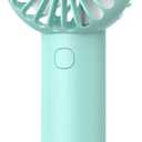 Coohea Mini Handheld Fan, Small Cute Design, 3 Powerful Speeds, USB Rechargeable Battery Operated, Portable Personal Fan with Base & Lanyard, for Eyelash Makeup Travel Beach Office Desk, Blue