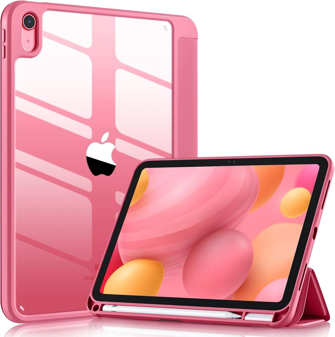 Wenlaty Compatible with iPad (A16) 11th Generation Case 11 Inch 2025, for iPad 10th Generation Case 10.9 Inch 2022 with Pencil Holder, Trifold Stand Protective Cover, Auto Wake/Sleep, Watermelon Pink