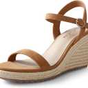 Ankis Platform Wedge Sandals for Women, Black Brown White Nude Espadrille Womens Wedge Sandals Comfortable Open Toe Ankle Strap High Heel Wedges for Women Dressy Summer -3.4Inch, 6