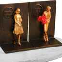 Book Ends Holders - Home Books Shelves, Resin Lovers Couple Statue Bookends Stopper, Non-Skid Bookend | Vintage Resin Lovers Statue Bookends Books Holder for Study Room Home Desk Decoration