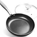 MICHELANGELO Small Frying Pan - 8 Inch Frying Pan Nonstick with Lid, Non-Toxic Ceramic Pans with Stainless Steel Handle, Nonstick Skillet, Black