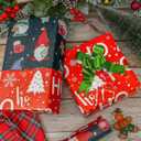 2 x CAMKUZON Reversible Christmas Wrapping Paper Roll for Kids Baby - Funny Gnome in Black, HO HO HO & Snowflake Christmas Tree in Red - Cartoon Holiday Gift Wrap Paper, 17.7 Inch