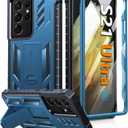 FNTCASE for Samsung Galaxy S21-Ultra Case: Military Grade Rugged Cell Phone Cover with Kickstand | Shockproof TPU Protection Bumper Matte Textured Design for Samsung S21 Ultra Cases 6.8 inches(Blue)