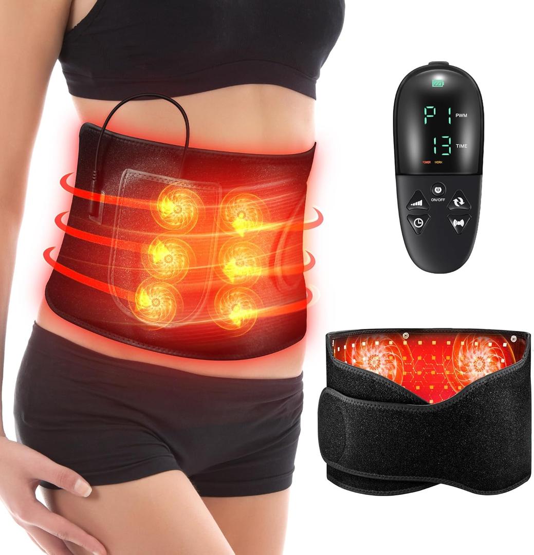 Red Light Therapy Belt - Vibration Massage Heated Red Light Therapy Device for Body, Wireless Controller, 3-in-1 Chips 660nm&850nm, for Back Shoulder Waist Abdomen Muscle Pain Relief (48 * 8 in)