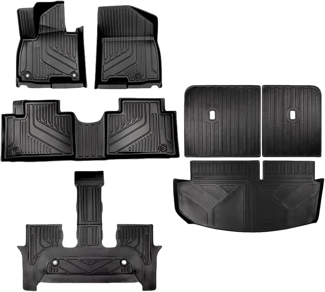 Tesson Floor Mats Trunk Mats Backrest Mats for 2026 Hyundai Palisade Hybrid 7 Seat, All Weather Protection Accessories Custom Full Set Liner Include 1st 2nd 3rd Row TPE Winter Slush Car Mat