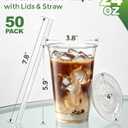 Ginkgo 50 Pack 24 oz Clear Plastic Cups with Lids and Straws, Sturdy & Leak-Proof Disposable Iced Coffee Cups for Lemonade, Smoothies & Cold Drinks
