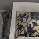 Tiffany Table Lamp Amber Hummingbird Mission Style Stained Glass 16X16X23 Inches Desk Reading Light for Bedrooms Living Room Study Home Office