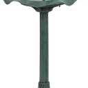 Alpine Corporation 33" Tall Outdoor Lotus Birdbath Yard Statue, Stunning Garden Accent to Attract Birds - Durable Polypropylene Construction for Patio, Deck, or Yard, Green