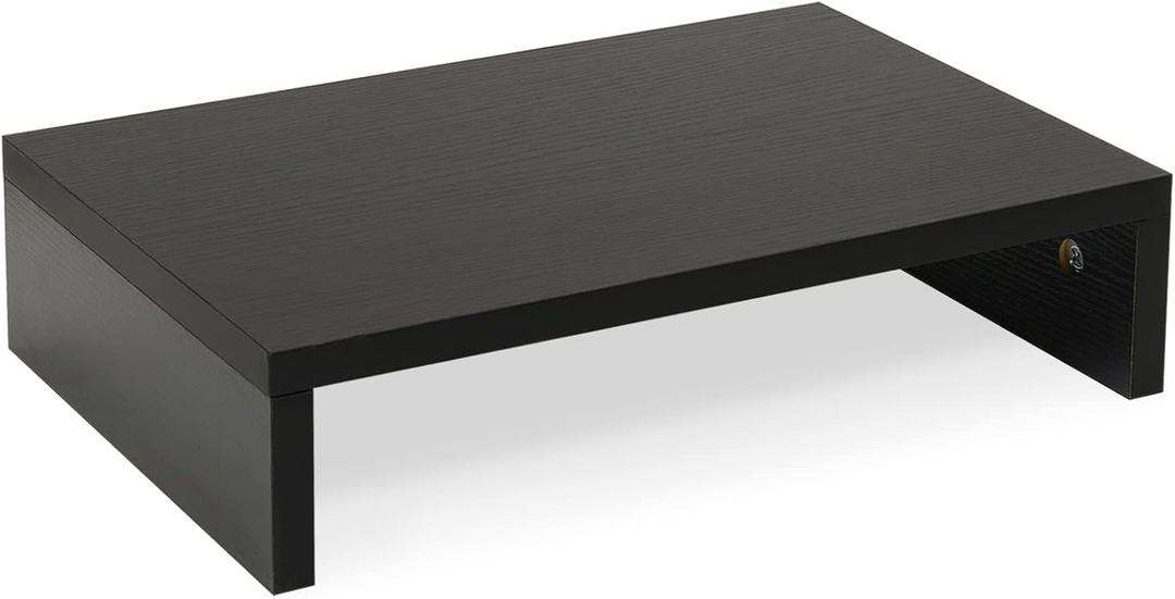 TEAMIX 14.2 inch Monitor Stand Riser, Wood Monitor Riser with Storage for Desk Small Monitor Stand TV/Screen/PC/Laptop Riser Computer Stand Desktop Shelf (Black-14.2 inch)