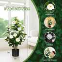 [2-Pack] 37 Artificial Camellia Tree with White Flowers, Faux Potted Plant for Indoor & Outdoor Decor, Lifelike Greenery for Home, Office, Porch, or Patio (White)