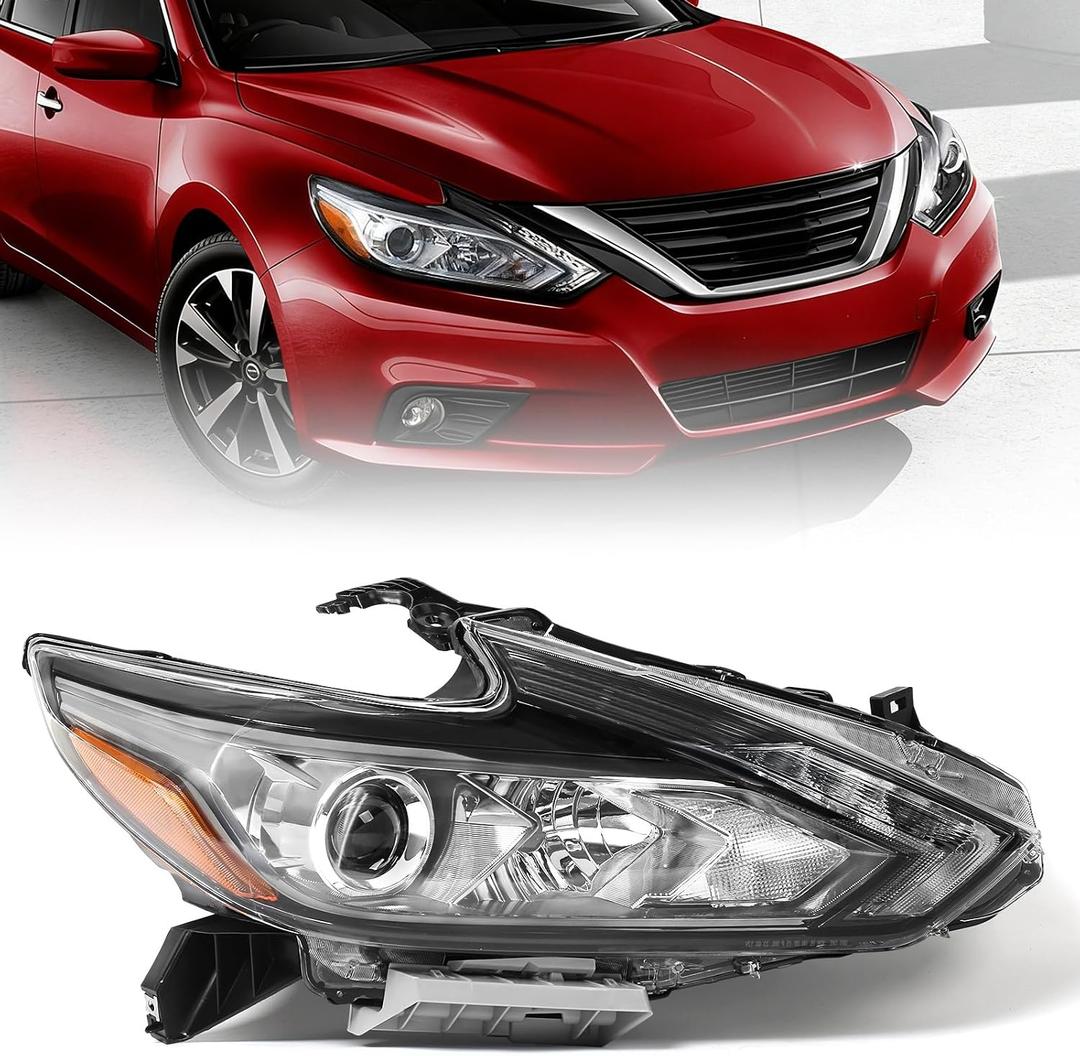 Huray LED Headlight Assembly Fit for Nissan Altima 2016 2017 2018 RH OE Factory Projector Headlamp w/LED DRL Smoked Lens Replacement Right Passenger Side
