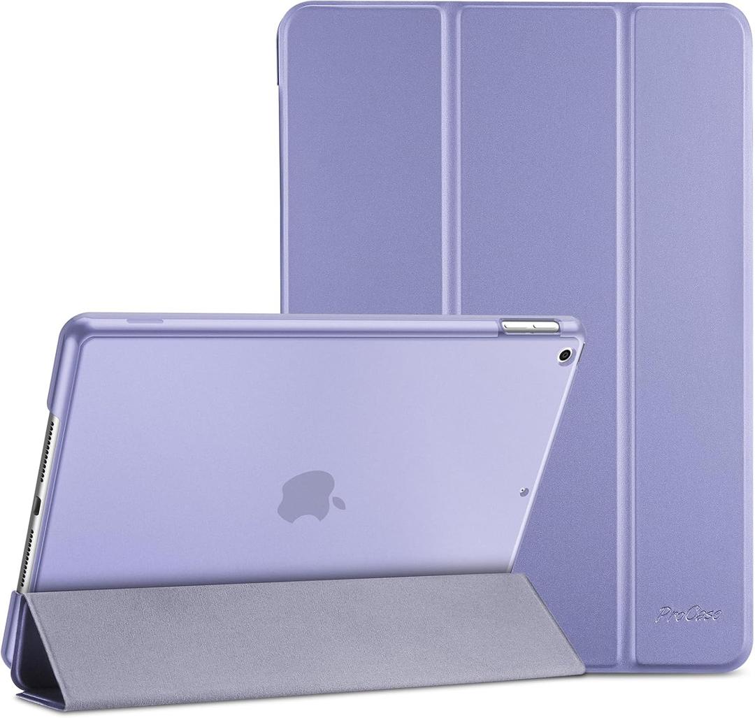 ProCase for iPad 9th/ 8th/ 7th Generation Case 10.2 Inch (2021/2020/2019 Release), 10.2 iPad Case 9th/ 8th/ 7th Gen Cover, Slim Smart Cover with Translucent Hard Shell Back -Light Purple