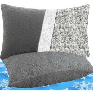 MOLCLCUY Memory Foam Pillows King Size Set of 2 Adjustable Cool Pillow for Side Back Stomach Sleepers Luxury with Washable Cover (Gray)