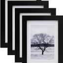 Egofine 5x7 Picture Frames Set of 4, Made of Solid Wood Covered by Plexiglass 3.5x5 and 4x6 with Mat or 5x7 without Mat, for Table Top Display and Wall Mounting Photo Frame White (Black)