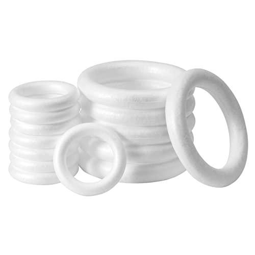 FFchuanhe Foam Wreath Form, Foam Rings for Crafts, 2 Sizes Including 7.5in(6pack) 4.6in(8pack) for Flower Projects, Christmas, Wedding, Home Decoration and Various DIY Arts and Crafts.