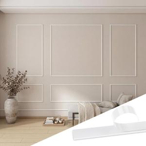 Pangda Peel and Stick Wall Molding Kit, 3D Premade Accent Molding Wainscoting Panel for Interior Wall Moulding Decor, Ready to Assemble Wainscoting Accent Panel (3 Set,23x56 in+48x56 in+23x56 in)