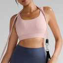 RUNNING GIRL High Impact Sports Bras for Women,Racerback Running Bra Workout Crop Tank Tops Longline Sports Bra Push up (Pink, XXL)