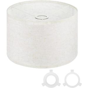 PATIKIL Drum Lamp Shades for Table Lamps 12"x12"x8" Linen Lampshade Easy Assembly Lamp Shade with E27 to E26/E14 Adapters for Floor Lamps Bedside Lamps Pendant Lights, Linen (1.65" Spider)