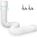 Roof Downspout Extension Pipe, Adjustable & Expandable Gutter Drain Pipe, PVC Anti-Clogging Rainwater Extension Hose for Roof Drainage（ROUND/WHITE) (62 Inches)