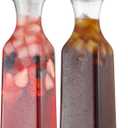 NETANY Plastic 50 Oz Water Carafe with Flip Top Lid, Set of 2 Square Base Juice Containers, Clear Plastic Pitcher - for Water, Iced Tea, Juice, Beverage, Cold Brew and Mimosa Bar - HAND WASH ONLY