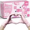 WECARE Pink Disposable Nitrile Gloves - Powder and Latex Free - Non-Sterile - Food Safe