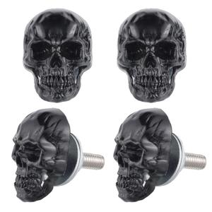 Skull License Plate Bolts Anti-Theft Car Tag Frame Screws for Most Vehicle Motorcycle 4 PCS (Black)