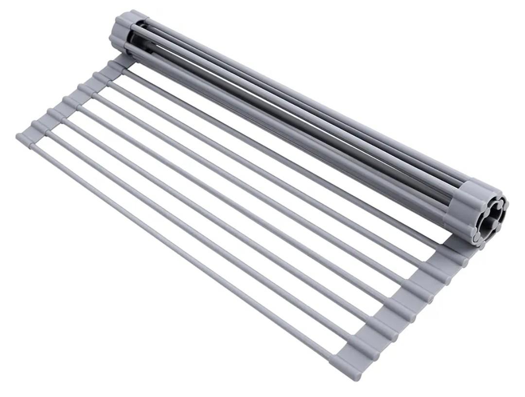 Ohuhu Roll Up Dish Drying Rack, Over The Sink Multipurpose Roll-Up Dish Racks, 16.5" W x 13" L Rolling Heat-Resistant Anti-Slip Silicone Coated Dish Drainer Portable Foldable for Kitchen Counter