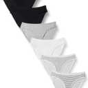 Amazon Essentials Women's Breathable Cotton Bikini Brief Underwear with Full Coverage, Pack of 6, Multicolor/ Dots/ Stripe, Medium