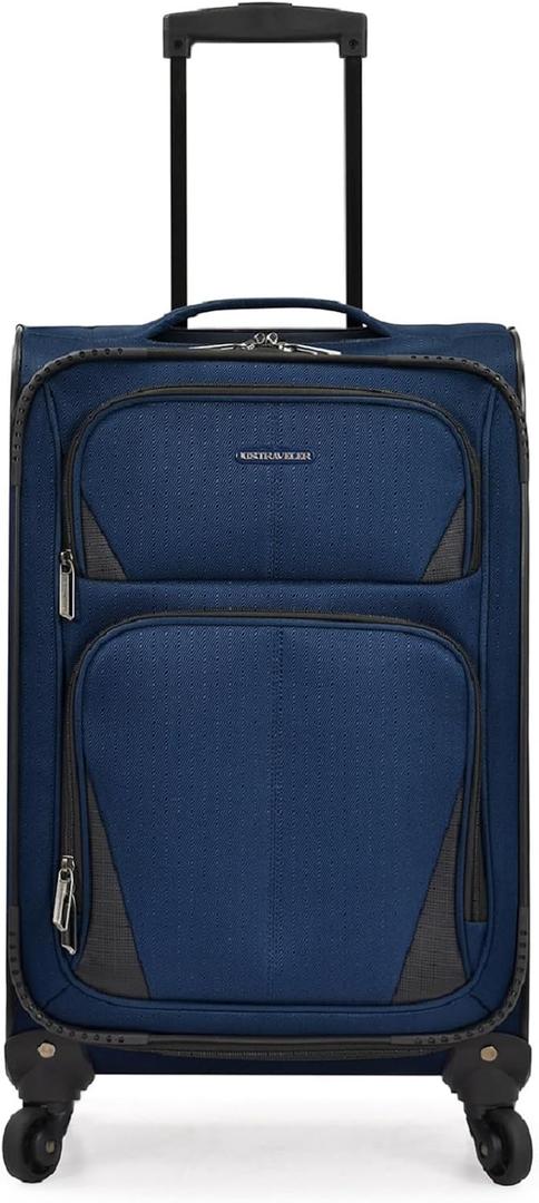 U.S. Traveler Aviron Bay Expandable Softside Luggage With Spinner Wheels, Navy, Carry-on 23-Inch, 1-Piece Carry-on 23-Inch