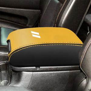 YOSRTER for Dodge Durango Accessories 2011-2018 2019 2020 Center Console Armrest Cover Interior Box Anti-Scratch Leather Central Armrest Decoration (Yellow Trim