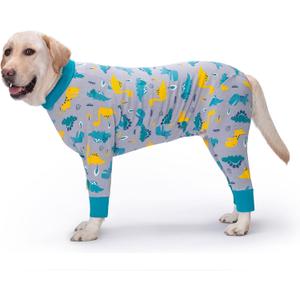 Dog Recovery Suit After Surgery Female Male, Medium Large Dog Neuter Shirt Cone Alternatives Prevent Licking Surgical Onesies (Dinosaur, 5XL)