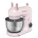 CKEMU Stand Mixer, Compact & Space-Saving, Stainless Steel Bowl, Unique & Playful Design, Effcient 300W Motor, Dishwasher-Safe Attachments, SM-2549A (Pink)