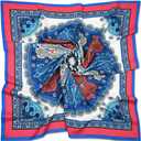 corciova XL 40x40 Satin Square  Oversized Silk-Feel Fashion Scarf for Women, Hair Wrap, Headband, Bandana, Neckwear (40-116 Amaranth and Royal Blue Totem)