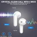Wireless Earbuds, Bluetooth 5.4 Headphones 50H Playback Bass Stereo Ear Buds with 4 ENC Cancelling Mics, in-Ear Earphones with LED Display, IP7 Waterproof USB-C for Laptop Pad Phones Workout Rose Gold