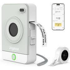 Joysea OP1 Label Maker Machine with Tape, Wireless Small Label Maker Bluetooth with Multiple Templates for Home School Office Organization, Thermal Sticker Printer Gray White