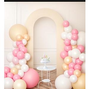 Babenest 7.2Ft Spandex Open Arch Backdrop, Fitted DoubleSided UShaped Wedding Arch, Round Top Chiara Stand Cover for Ceremony Baby Shower Birthday Party Decoration (Ivory)