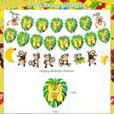 Jungle Monkey Birthday Party Decorations, Monkey Party Decor Supplies Includes Happy Birthday Banner Banana Hanging Swirls Honeycomb Centerpiece