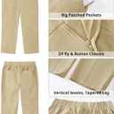 GRAPENT Capri Pants for Women High Waisted Relaxed Fit Elastic Waist Casual Capris Trousers Crop Chino Pants with Pocket (Beige, XL)