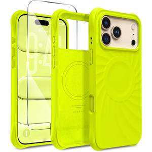 Magnetic for iPhone 17 Pro Max Case 6.9", Compatible with MagSafe, [Integrated Silicone Camera Control Cover] [Screen Protector], 2X MIL-STD Drop Protection for 17 ProMax Case, Neon Yellow