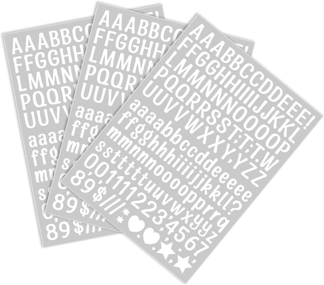 2280 Pieces 15 Sheets 0.5 Inch Small Letter Stickers, White Self-Adhesive Vinyl Stick On Letters for Mailbox, Window, Graduation Cap, Scrapbooking, Craft, Poster Board, Water Bottle (Art, White)