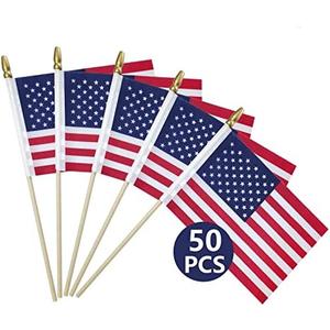 50 Packs Small American Flags on Stick,American Flag for Outside 4x6,Mini Flags/Small US Flags/USA flag 4th of July Decorations Outdoor,Fourth of July Decorations for Home,Memorial Day Decor